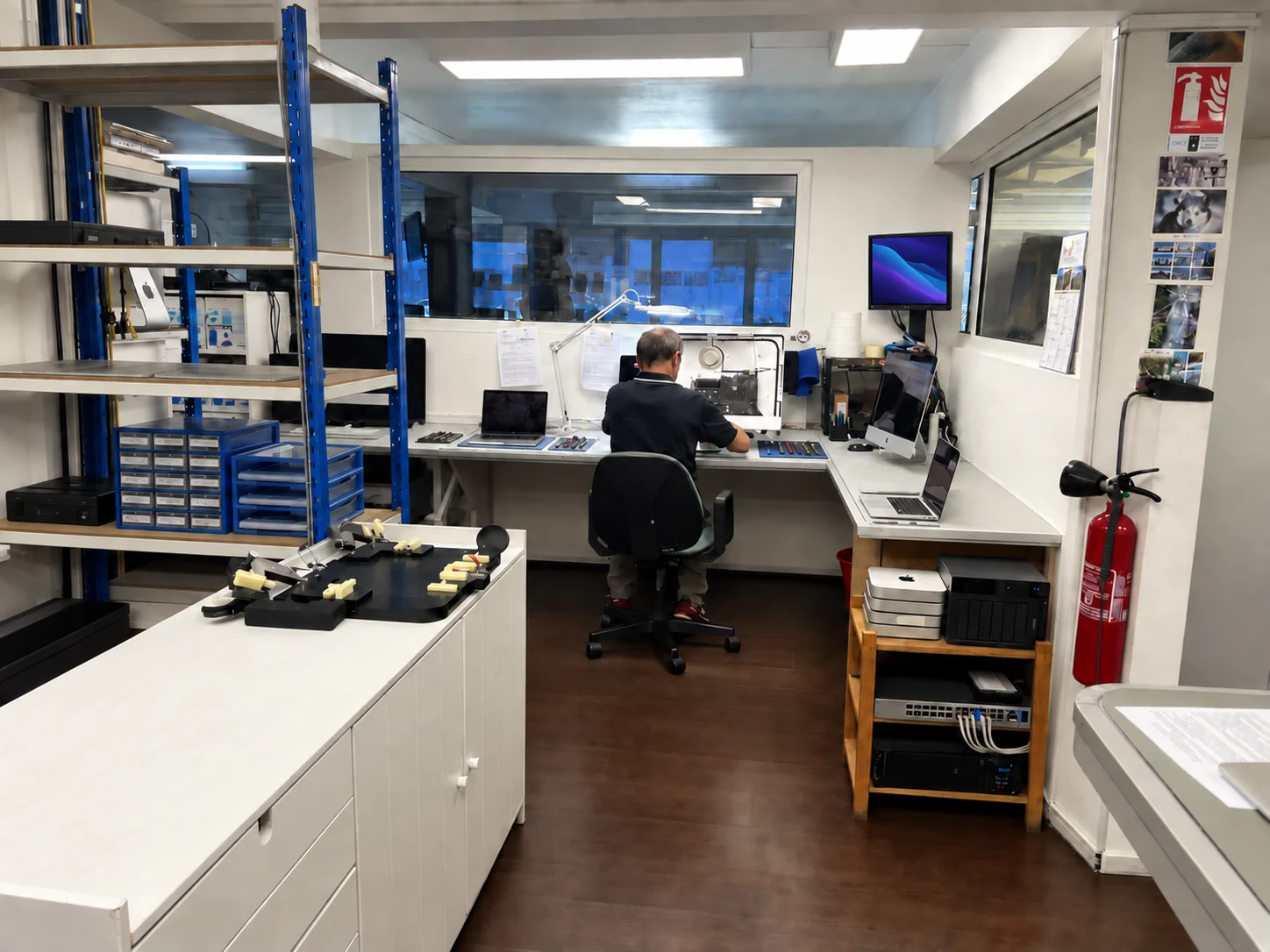 Technician working on an open Mac in the After Plus workshop